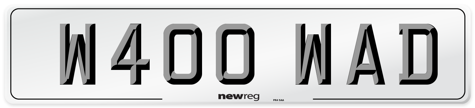 W400 WAD Number Plate from New Reg